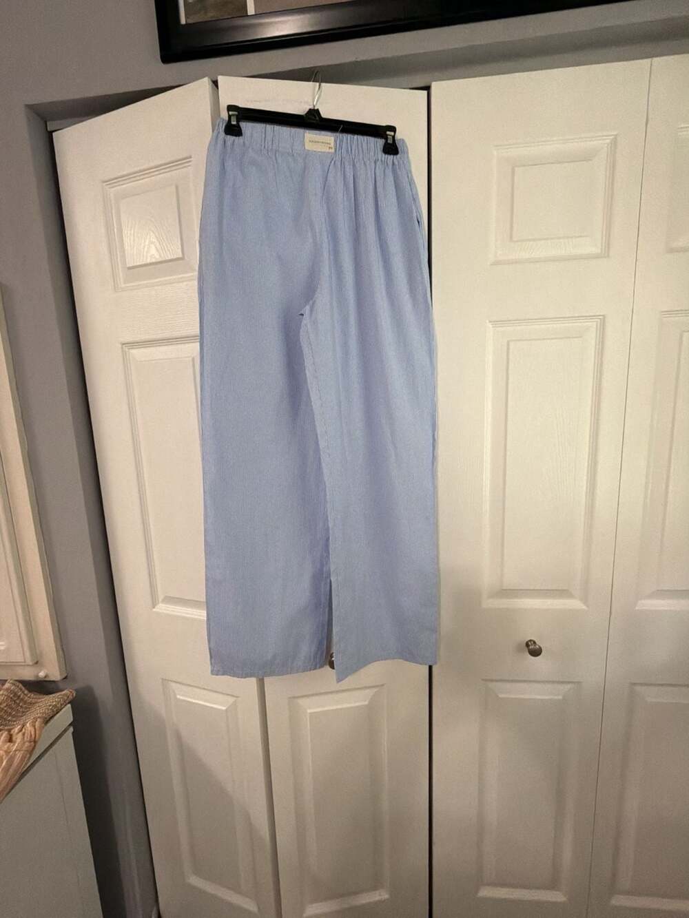 Studio Seven Designs Blue and White Striped Pull-On Wide Leg Pants